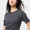 3D Knit merinotrui voor dames | Halflange mouwen