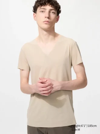 AIRism Anti-Odor Mesh T-shirt voor heren | V-hals