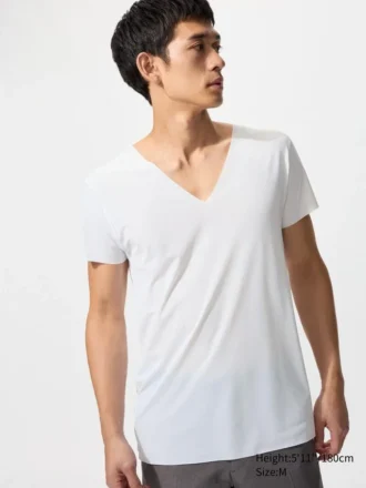 AIRism Anti-Odor Mesh T-shirt voor heren | V-hals