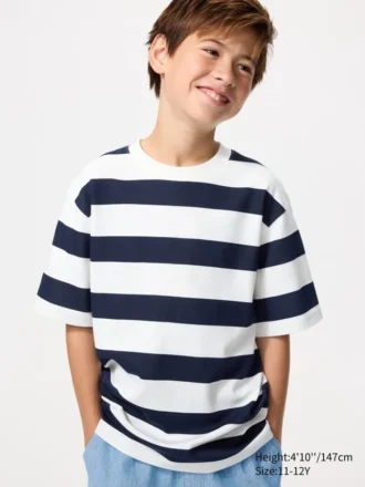 AIRism katoenen gestreept T-shirt voor kinderen