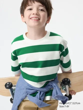 AIRism katoenen gestreept T-shirt voor kinderen