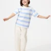 AIRism katoenen gestreept T-shirt voor kinderen