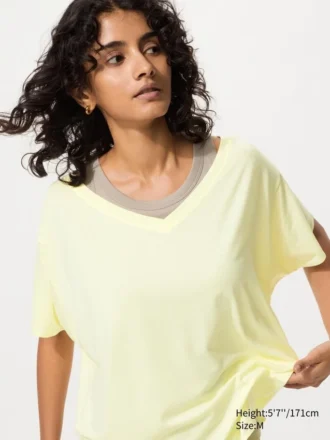 AIRism Relaxed T-shirt met V-hals voor dames | 2-way