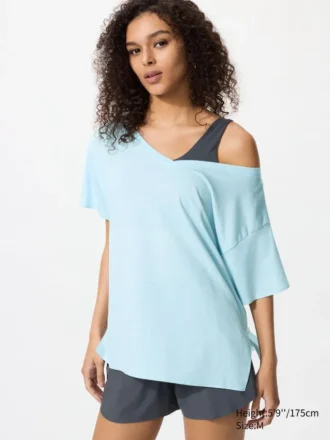 AIRism Relaxed T-shirt met V-hals voor dames | 2-way
