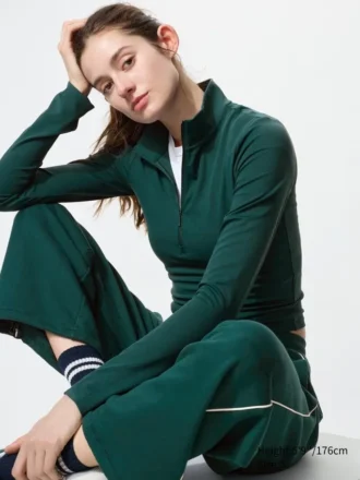 AIRism Soft T-shirt met halve rits voor dames