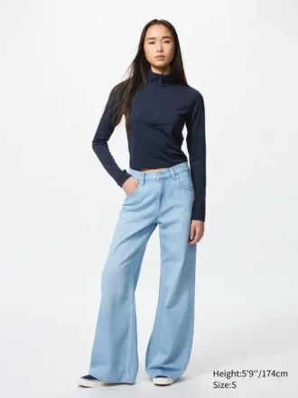 AIRism Soft T-shirt met halve rits voor dames