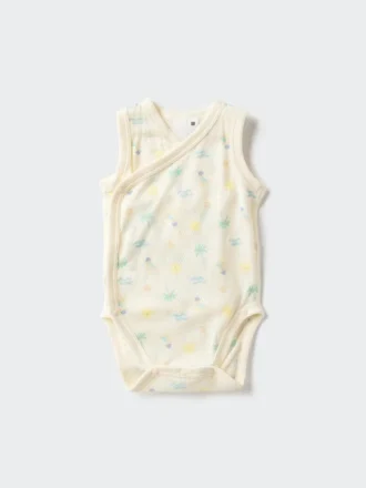 Baby Baby katoenen mesh mouwloze Body’s | Open voorkant | Bedrukt
