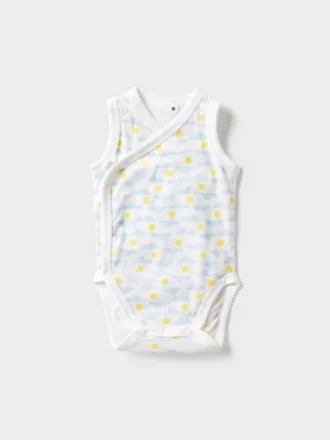 Baby Baby katoenen mesh mouwloze Body’s | Open voorkant | Bedrukt