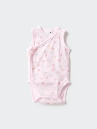 Baby Baby katoenen mesh mouwloze Body’s | Open voorkant | Bedrukt