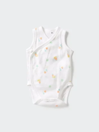 Baby Baby katoenen mesh mouwloze Body’s | Open voorkant | Bedrukt