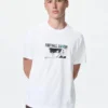 Blauw Lock UT-T-shirt met print voor heren