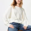 Dames 3D Knit katoenen trui met volumineuze mouwen