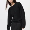 Dames 3D Knit katoenen trui met volumineuze mouwen