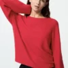 Dames 3D Knit katoenen trui met volumineuze mouwen