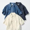 Dames denim boxy overhemd | Halflange mouwen