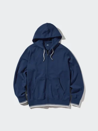 Dames-Hoodie met capuchon en doorlopende rits (gestreept)