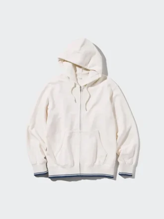 Dames-Hoodie met capuchon en doorlopende rits (gestreept)