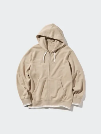 Dames-Hoodie met capuchon en doorlopende rits (gestreept)