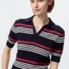 Dames katoenen Pointelle Skipper-polotrui | Gestreepte