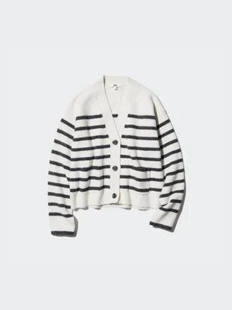 Dames kort vestje van Souffle Yarn | Gestreepte | V-hals