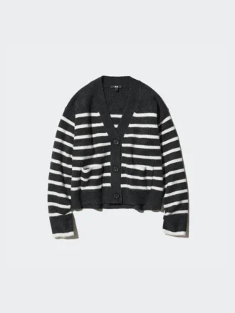 Dames kort vestje van Souffle Yarn | Gestreepte | V-hals