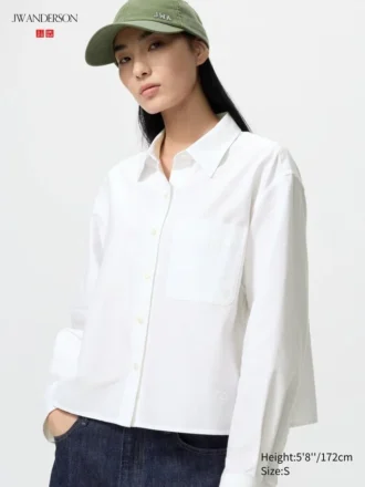 Dames Oxford Boxy Cropped Overhemd