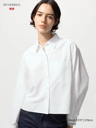 Dames Oxford Boxy Cropped Overhemd