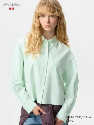Dames Oxford Boxy Cropped Overhemd