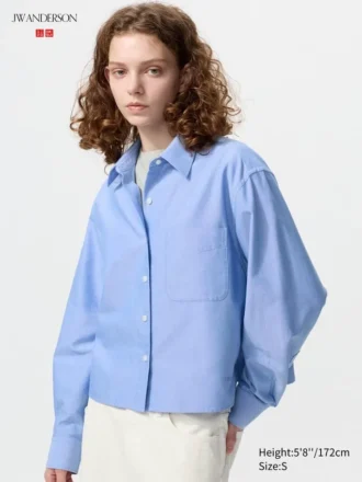 Dames Oxford Boxy Cropped Overhemd