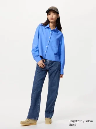 Dames Oxford Boxy Cropped Overhemd