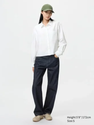 Dames Oxford Boxy Cropped Overhemd