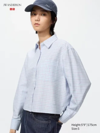 Dames Oxford Boxy Cropped Overhemd | Geruit