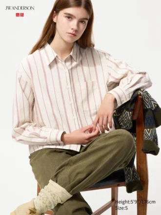 Dames Oxford Boxy Cropped Overhemd | Gestreepte