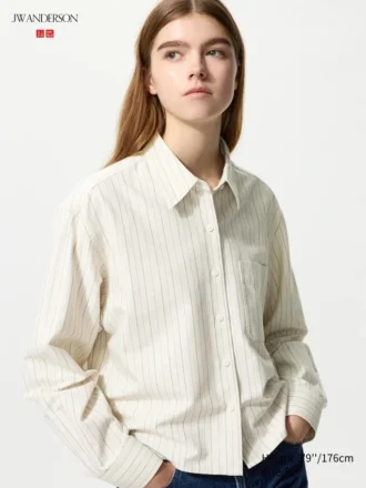 Dames Oxford Boxy Cropped Overhemd | Gestreepte