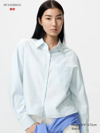 Dames Oxford Boxy Cropped Overhemd | Gestreepte