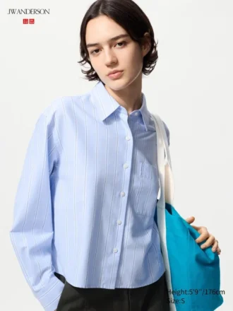 Dames Oxford Boxy Cropped Overhemd | Gestreepte