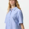 Dames Oxford Boxy overhemd met korte mouwen | Gestreepte