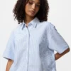 Dames Oxford Boxy overhemd met korte mouwen | Gestreepte