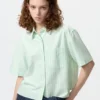 Dames Oxford Boxy overhemd met korte mouwen | Gestreepte