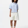 Dames Oxford Boxy overhemd met korte mouwen | Gestreepte