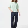 Dames Oxford Boxy overhemd met korte mouwen | Gestreepte