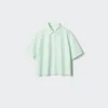 Dames Oxford Boxy overhemd met korte mouwen | Gestreepte
