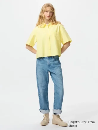 Dames Oxford Boxy Overhemd | Korte mouwen