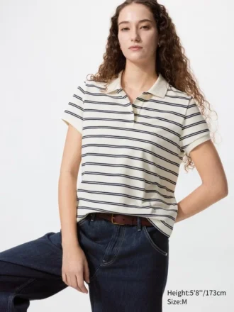 Dames Pique Mini Poloshirt | Gestreepte
