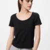 Dames Pointelle Mini-T-shirt met ronde hals