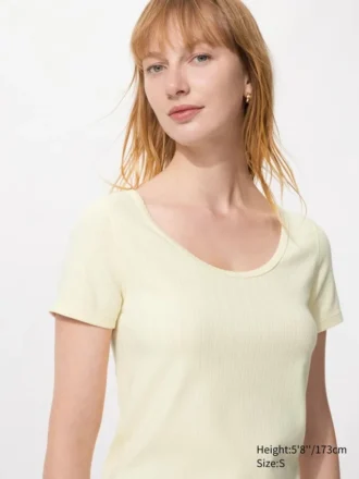 Dames Pointelle Mini-T-shirt met ronde hals