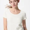 Dames Pointelle Mini-T-shirt met ronde hals