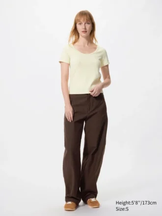 Dames Pointelle Mini-T-shirt met ronde hals