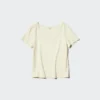 Dames Pointelle Mini-T-shirt met ronde hals