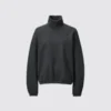 Dames T-shirt met longsleeves en koltrui van geborsteld jersey